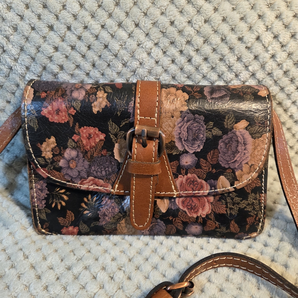 Patricia Nash Torri Small Leather Floral Crossbody Bag